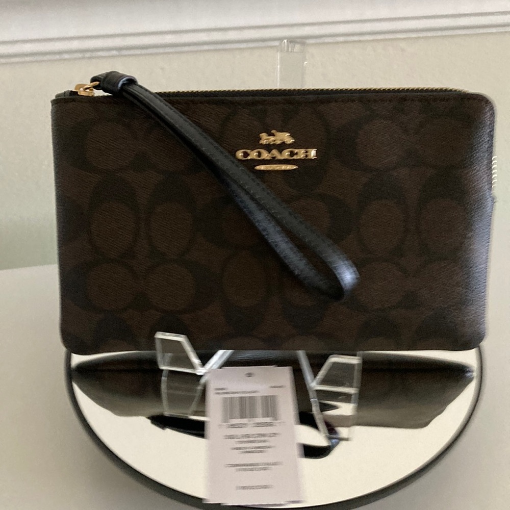 Coach Large Corner Zip Wristlet in Signature Canvas